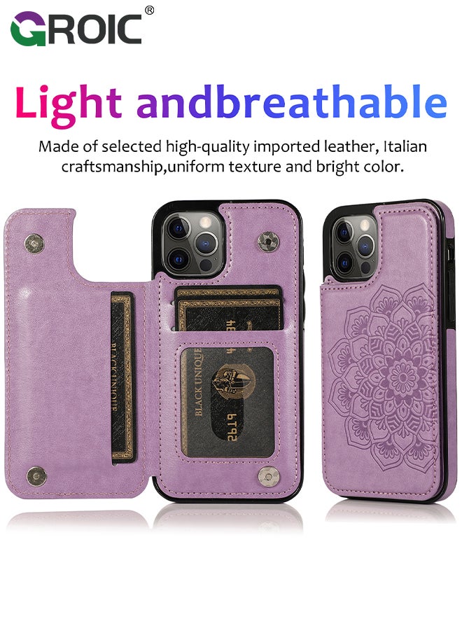 GROIC Design for iPhone 15 Pro 6.1 Inch Wallet Case with Card Holder, PU Leather Kickstand Card Slots Back Flip Case, Double Magnetic Clasp Shockproof Cover Stand Kickstand Flip Protective Cover  - Image 2