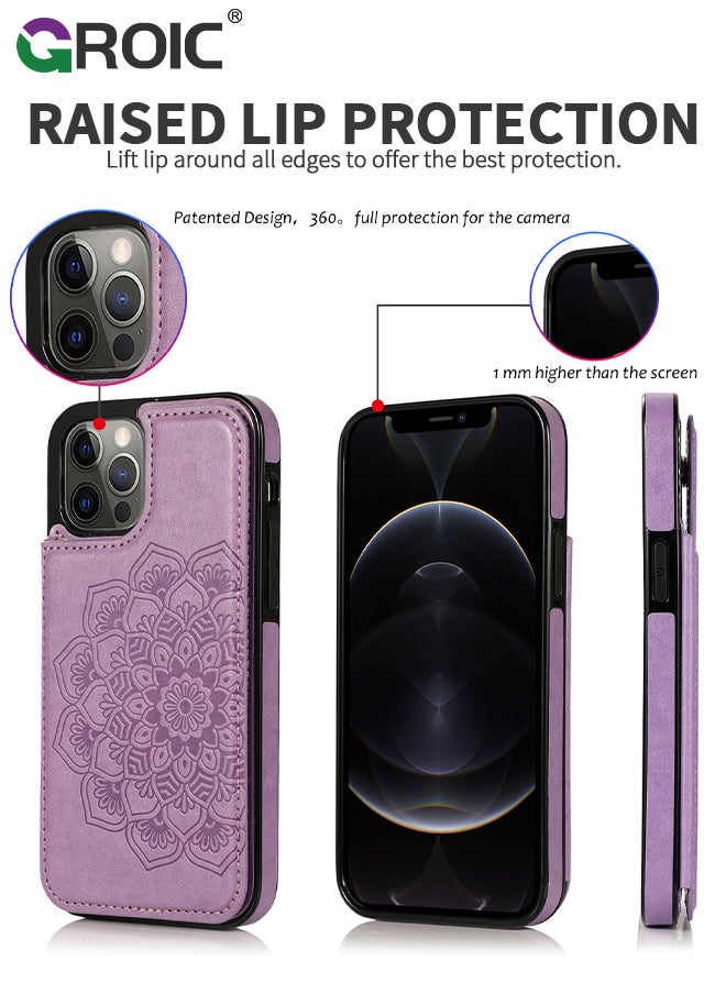 GROIC Design for iPhone 15 Pro 6.1 Inch Wallet Case with Card Holder, PU Leather Kickstand Card Slots Back Flip Case, Double Magnetic Clasp Shockproof Cover Stand Kickstand Flip Protective Cover  - Image 4