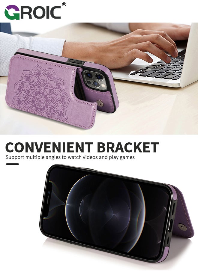 GROIC Design for iPhone 15 Pro 6.1 Inch Wallet Case with Card Holder, PU Leather Kickstand Card Slots Back Flip Case, Double Magnetic Clasp Shockproof Cover Stand Kickstand Flip Protective Cover  - Image 3