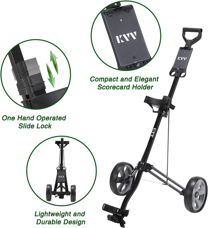KVV 2-Wheel Aluminum Frame Golf Push Cart… - Image 4