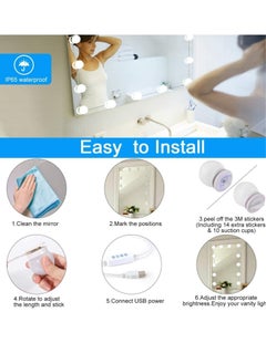 Generic Led Vanity Lights for Mirror, Hollywood Style LED Vanity Mirror Lights Kit 10 Dimmable Light Bulbs 3 Color Modes, White LED Makeup Vanity Lights for Mirror for Table,Bathroom  - Image 5