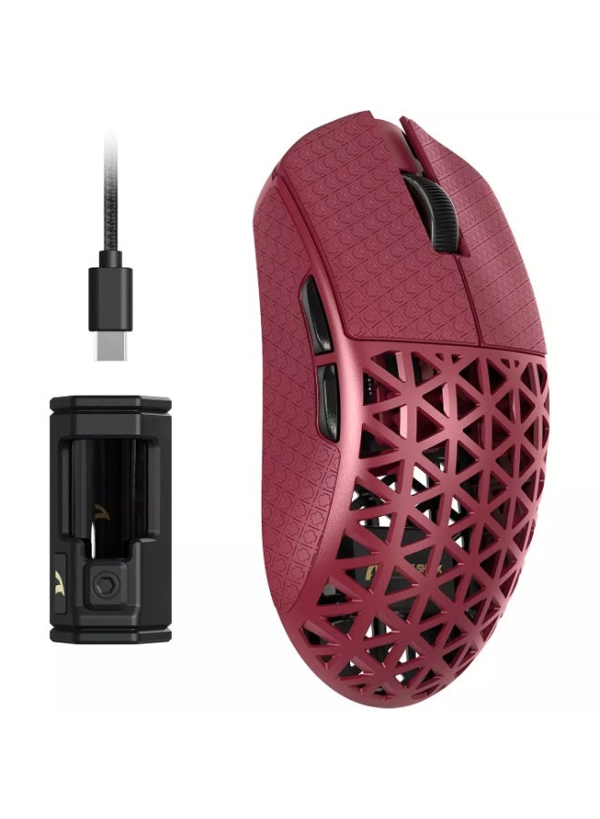 Attack Shark R5 Ultra Carbon Fiber Wireless Gaming Mouse – PAW3950MAX Sensor, 42,000 DPI, Dual 8KHz Polling, Tri-Mode Bluetooth 5.2, 2.4GHz & USB-C Wired, 39g Ultra-Light (Red) - Image 1