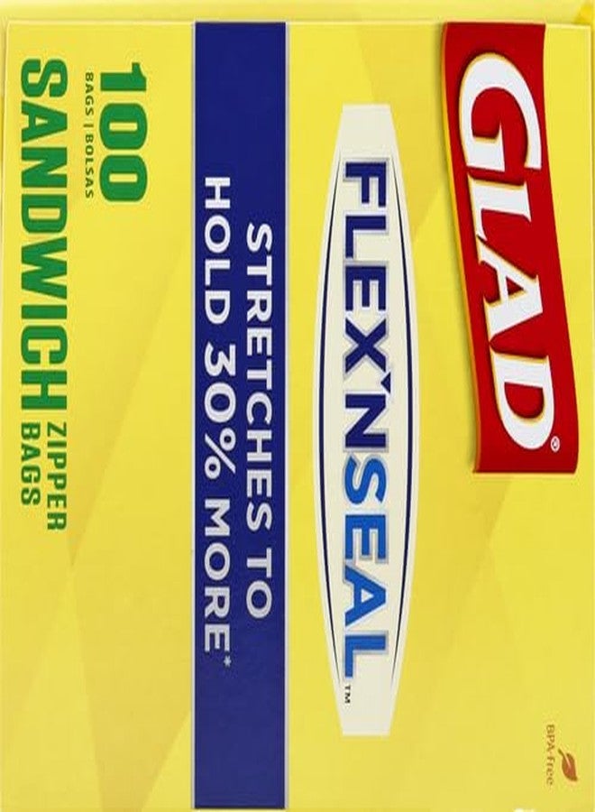 GLAD FLEXN' SEAL Zipper Food Storage Sandwich Bags, On-the-Go Snack and Lunch Bags, Zipper Sandwich Sealer, Microwave Safe, BPA Free, 100 Count (Pack of 1) - Image 5