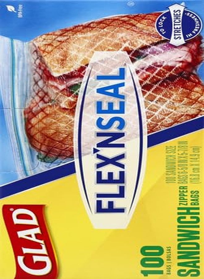 GLAD FLEXN' SEAL Zipper Food Storage Sandwich Bags, On-the-Go Snack and Lunch Bags, Zipper Sandwich Sealer, Microwave Safe, BPA Free, 100 Count (Pack of 1) - Image 3