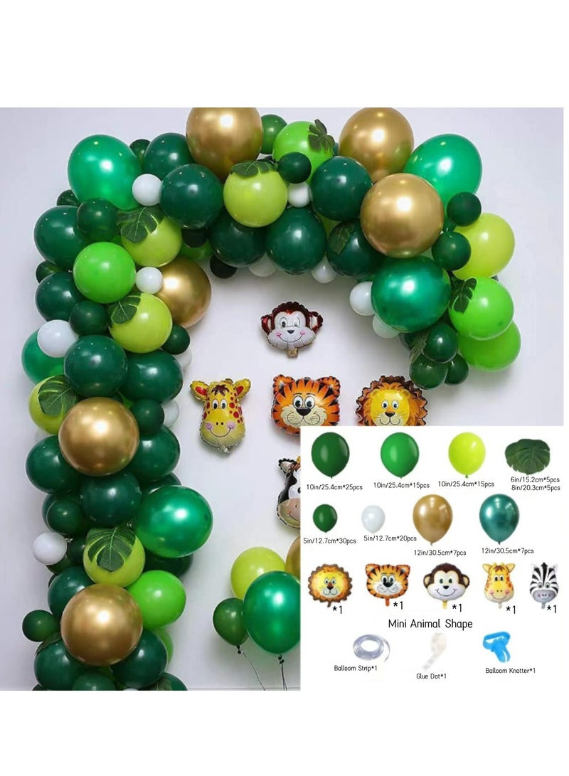 مجموعة بالونات عيد ميلاد الغابة سفاري الحيوانية - 137pcs ديكورات الحفلة ذات الموضوع الأخضر والذهبي مع الأسد والنمر والزرافة والزبرا والبالونات القردة وسلسلة البالونات القابلة لإعادة الاستخدام والاكسسوارات ، مثالية للاحتفالات بعيد ميلاد الأطفال - Image 5