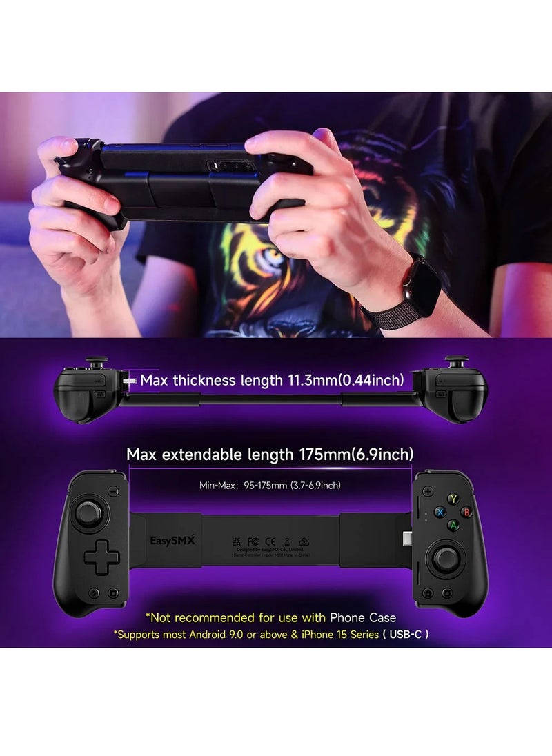 EasySMX M10 Mobile Phone Controller for Android Phone, Xbox Game Pass, iPhone Series, Hall Effect Trigger Joystick (Lightning Connector)
