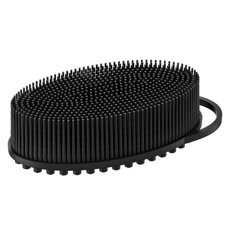 Metene Exfoliating Silicone Body Scrubber for Shower and Bath Soft Lathers Well Long Lasting Black with Loop