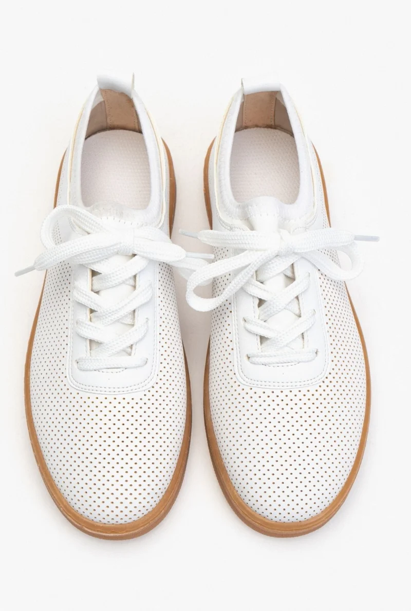Nişantaşı Shoes Venice White Matte Flat Sole Lace-Up Women's Sports Shoes