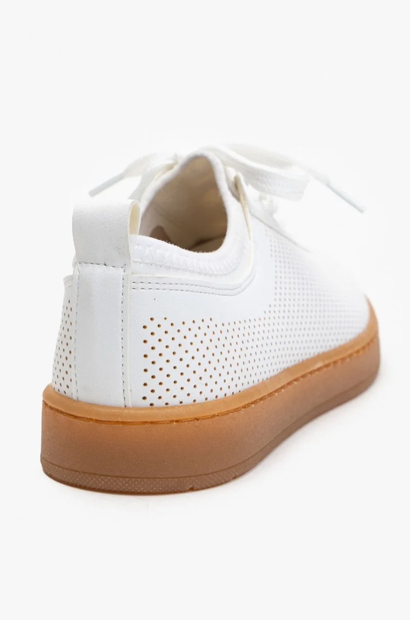 Nişantaşı Shoes Venice White Matte Flat Sole Lace-Up Women's Sports Shoes