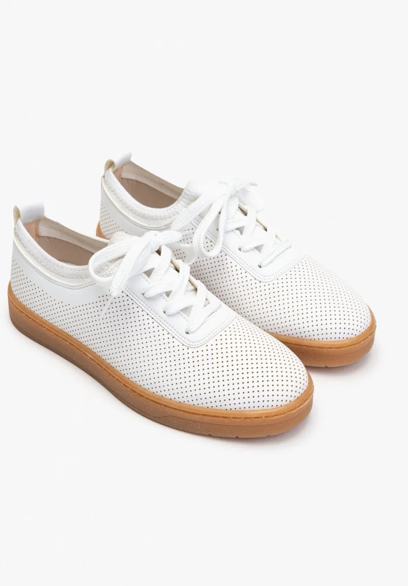 Nişantaşı Shoes Venice White Matte Flat Sole Lace-Up Women's Sports Shoes