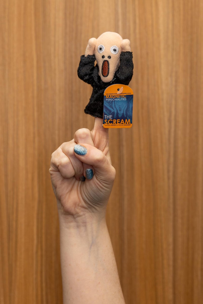 The Unemployed Philosophers Guild Edvard Munch's The Scream Magnetic Personality - Plush Finger Puppet and Refrigerator Magnet, Approx 4" Tall - Image 4