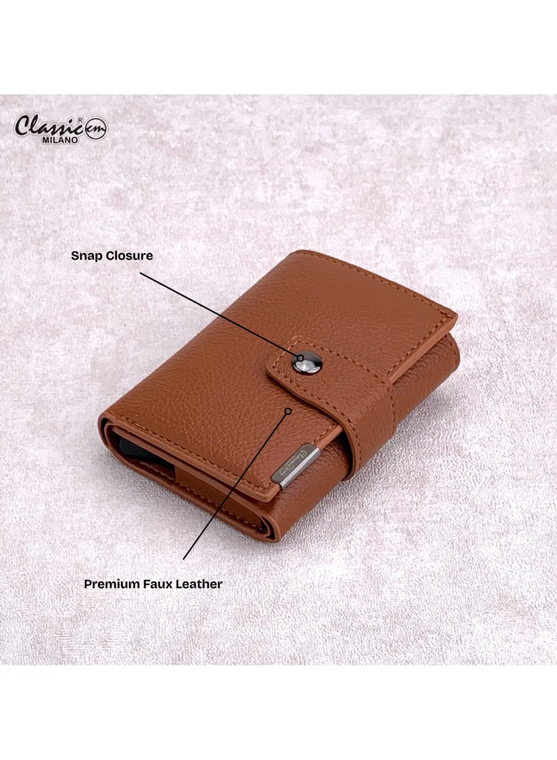 Classic Milano Tan (K1802#-F815HB#) Classic Milano RFID Blocking Faux Leather Wallet for Men and Women | Card Holder Wallet Pop-up, Credit Card Holder for Men | Wallet for Men & Women’s Card Wallet for Men | Best Price UAE