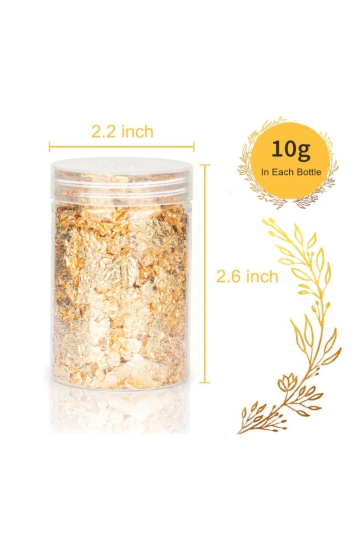 الواحة-TH رقائق ورق الذهب 10 جرام للراتنج، رقائق ورق الذهب، رقائق الذهب للحرف اليدوية، فن الأظافر، الرسم، الحرف اليدوية، صنع المجوهرات من الوحل والراتنج، رقائق ورق الذهب المعدنية للحرف اليدوية - Image 3