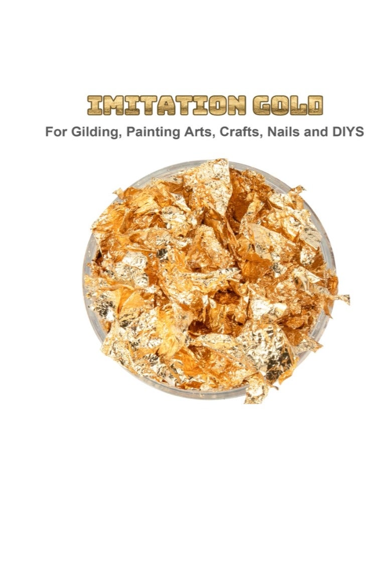 الواحة-TH رقائق ورق الذهب 10 جرام للراتنج، رقائق ورق الذهب، رقائق الذهب للحرف اليدوية، فن الأظافر، الرسم، الحرف اليدوية، صنع المجوهرات من الوحل والراتنج، رقائق ورق الذهب المعدنية للحرف اليدوية - Image 2