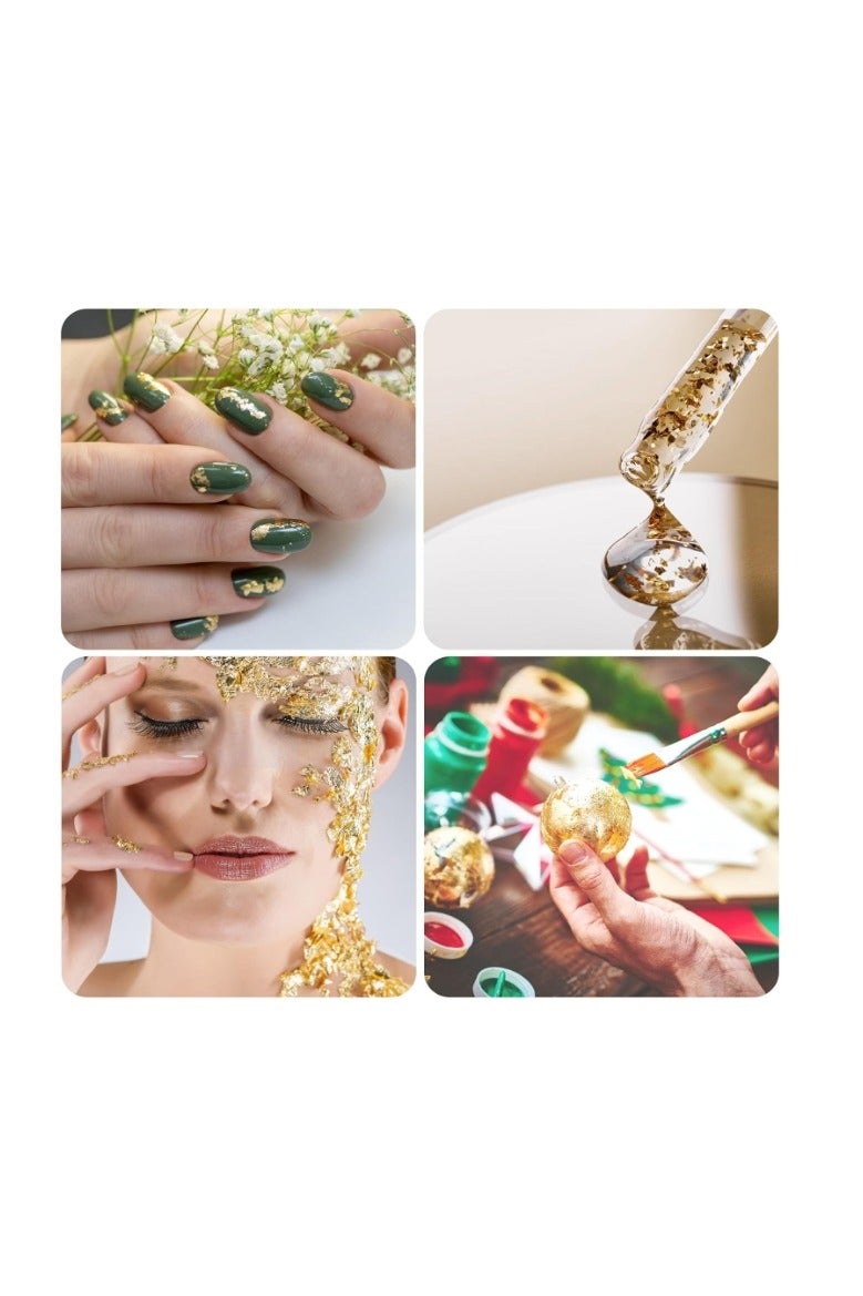 الواحة-TH رقائق ورق الذهب 10 جرام للراتنج، رقائق ورق الذهب، رقائق الذهب للحرف اليدوية، فن الأظافر، الرسم، الحرف اليدوية، صنع المجوهرات من الوحل والراتنج، رقائق ورق الذهب المعدنية للحرف اليدوية - Image 4