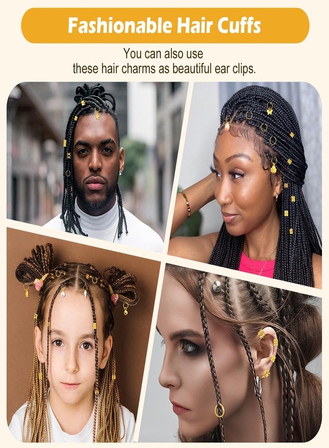 Auvitaya 300 PCS Gold Hair Jewelry for Women Braids, Gold Hair Cuffs Charms Jewelry for Braids with Ring & Pendant, Dreadlock Accessories for Women Clip Extensions Decorations - Image 5