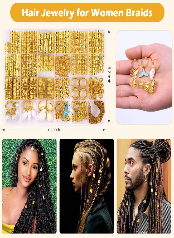 Auvitaya 300 PCS Gold Hair Jewelry for Women Braids, Gold Hair Cuffs Charms Jewelry for Braids with Ring & Pendant, Dreadlock Accessories for Women Clip Extensions Decorations - Image 3