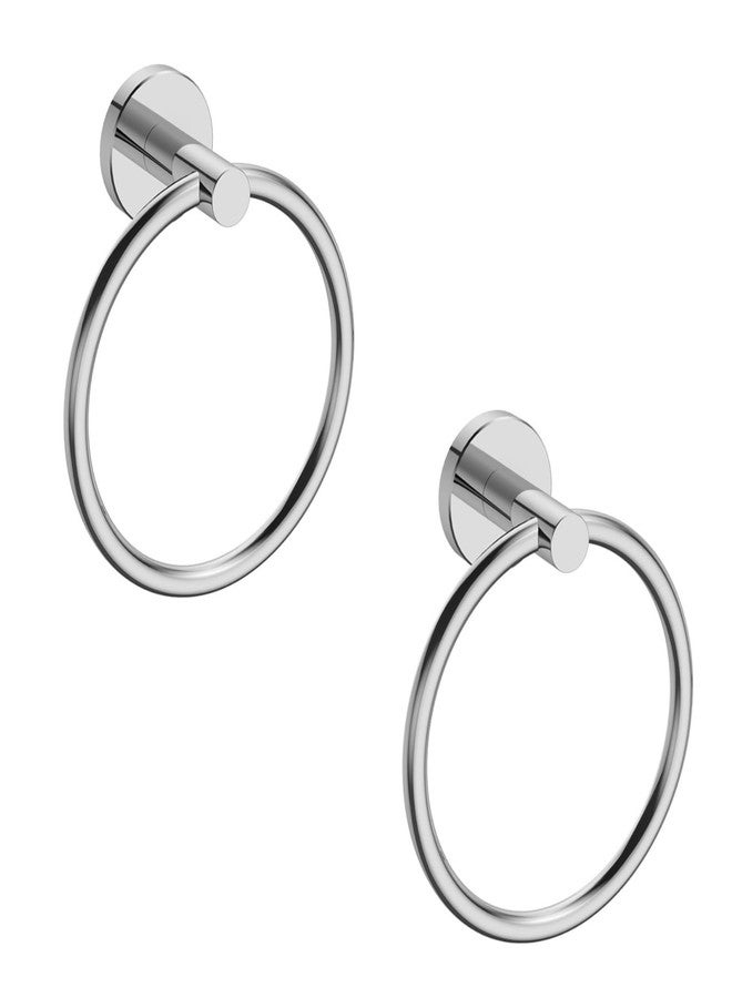 USHOWER 2 Pack Polished Chrome Towel Ring, Hand Towel Holder for Bathroom Wall Mounted, Durable 304 Stainless Steel, Modern Style - Image 1