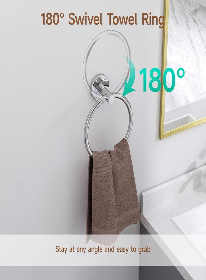 USHOWER 2 Pack Polished Chrome Towel Ring, Hand Towel Holder for Bathroom Wall Mounted, Durable 304 Stainless Steel, Modern Style - Image 3