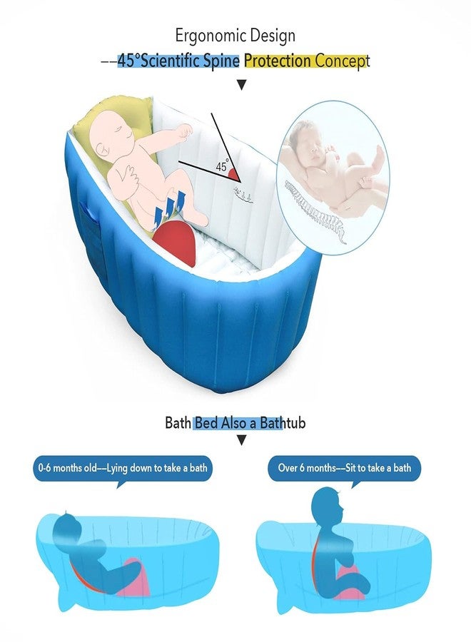 GBEX Inflatable Baby Bath tub for Kids with Air Pump, Soft Cushion Central Seat, Foldable Shower Basin | Mini Air Swimming Pool for Kids | Baby Bath Tub for Baby Kids 6 to 36 Months (Multicolor) - Image 3