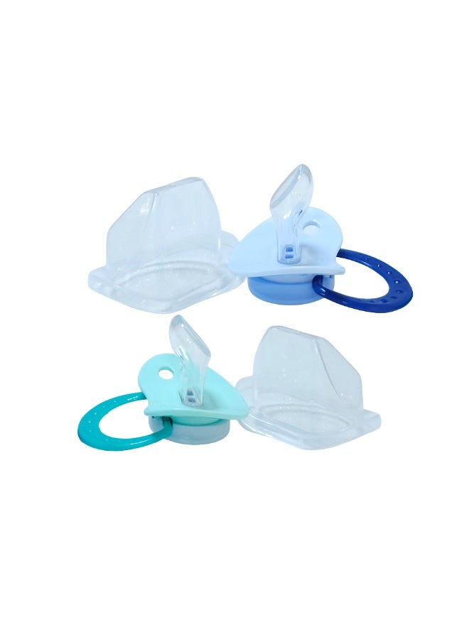 نوفي لهاية سيليكون نوفي مع غطاء حماية للأطفال من عمر 6 أشهر فما فوق، عبوة من قطعتين - لهاية تقويمية كبيرة، لون أزرق - Image 4