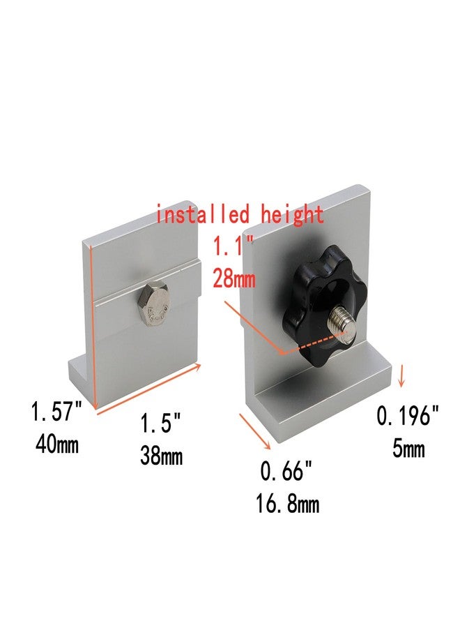 Tsnamay مجموعة تسنامي من 4 قطع من مقابض التوقف القصيرة الفضية، كتلة توقف المسار على شكل حرف T لأعمال النجارة والصنفرة والتوجيه على شكل حرف T - Image 2