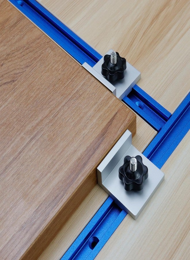 Tsnamay مجموعة تسنامي من 4 قطع من مقابض التوقف القصيرة الفضية، كتلة توقف المسار على شكل حرف T لأعمال النجارة والصنفرة والتوجيه على شكل حرف T - Image 4