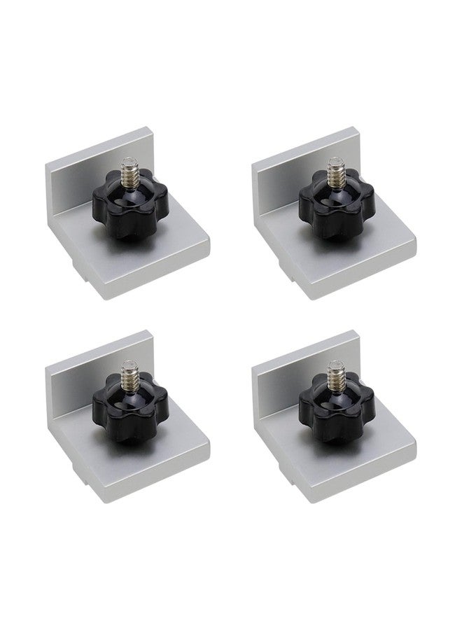 Tsnamay مجموعة تسنامي من 4 قطع من مقابض التوقف القصيرة الفضية، كتلة توقف المسار على شكل حرف T لأعمال النجارة والصنفرة والتوجيه على شكل حرف T - Image 1