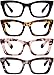 REAVEE 4 Pack Oprah Style Reading Glasses Blue Light Blocking Computer Square Readers for Women with Spring Hinge 15 - Image 1