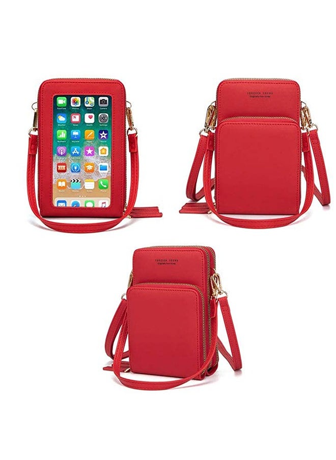ZUOMIDIE - Lightweight Crossbody Phone Bag for Women Small Shoulder Bag Cell Phone Wallet Purses and Handbags with 14 Credit Card Slots （Red） - Image 1