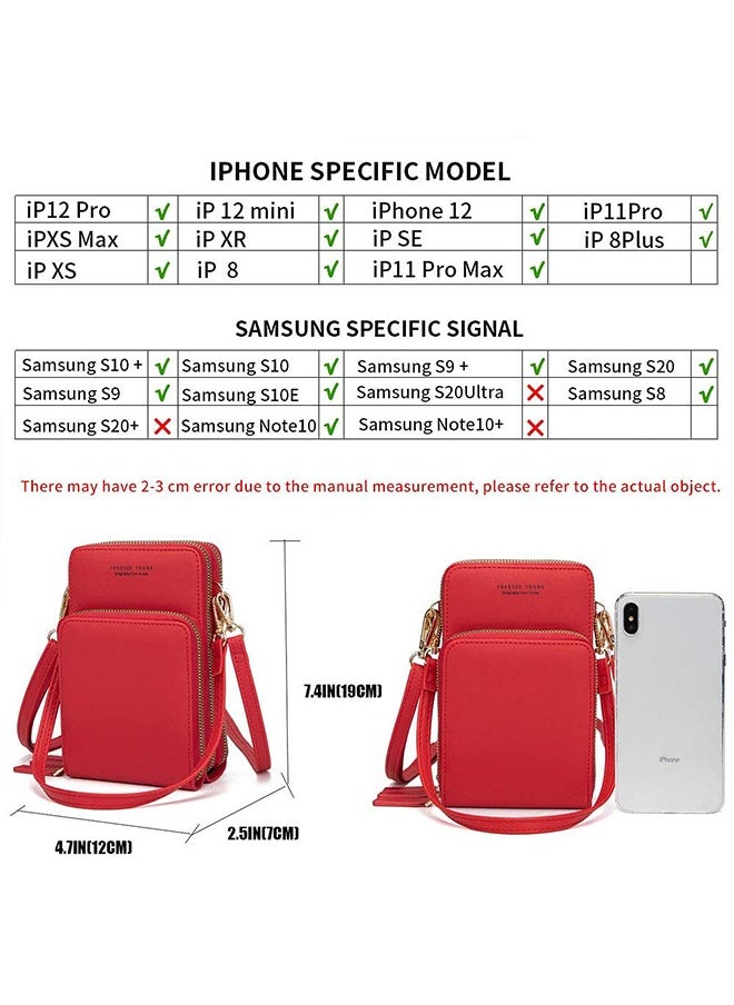 ZUOMIDIE - Lightweight Crossbody Phone Bag for Women Small Shoulder Bag Cell Phone Wallet Purses and Handbags with 14 Credit Card Slots （Red） - Image 1