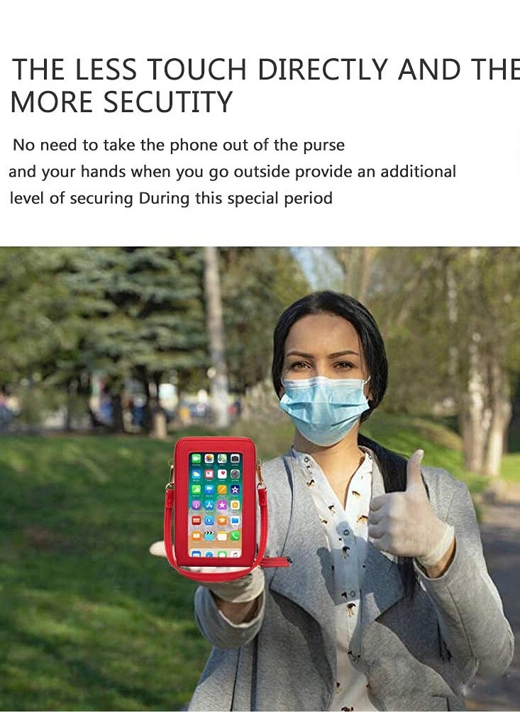 ZUOMIDIE - Lightweight Crossbody Phone Bag for Women Small Shoulder Bag Cell Phone Wallet Purses and Handbags with 14 Credit Card Slots （Red） - Image 1