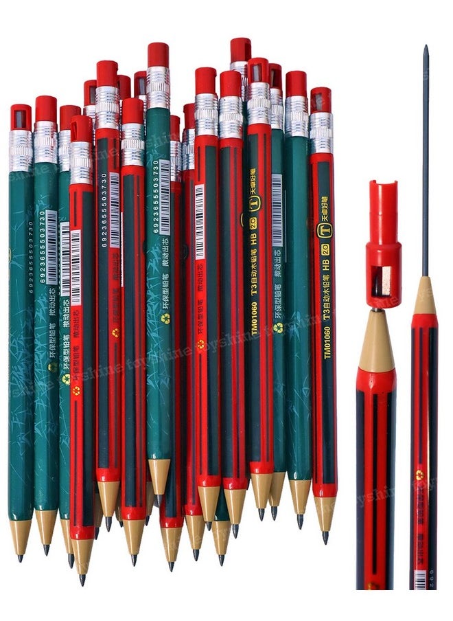 Toyshine Toyshine Pack of 20 Mechanical Pencil Set, 2.0 HB Graphite Leads Mechanical Pencils with inbuilt sharpener - Red & Green  - Image 1