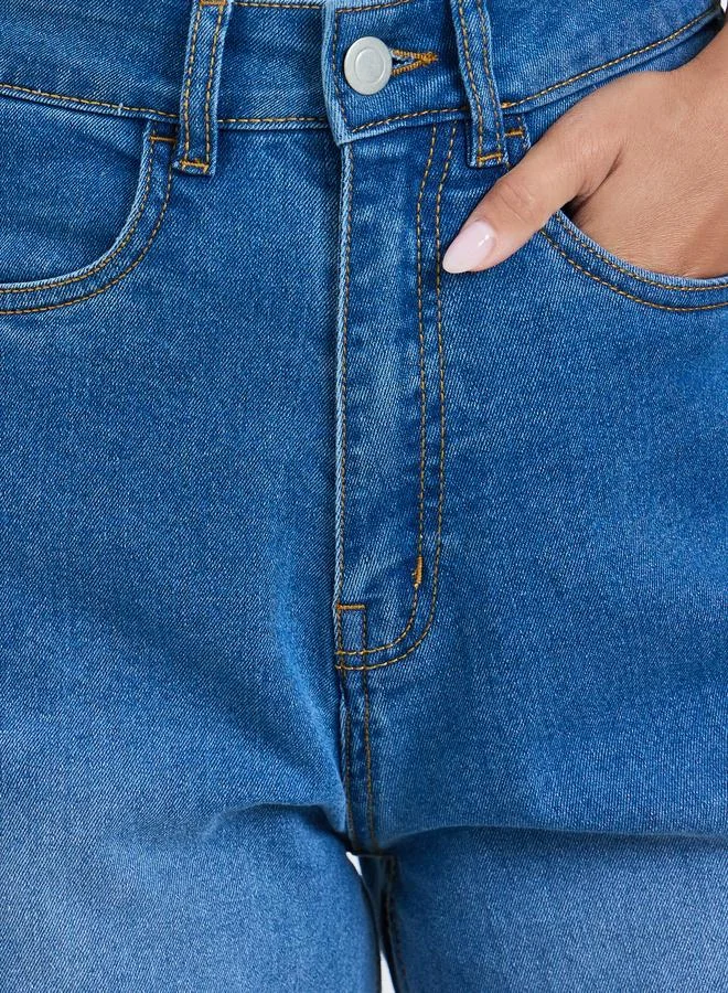 Styli Light Blue Women High Rise Barrel Fit Jeans for Women | Best Price UAE