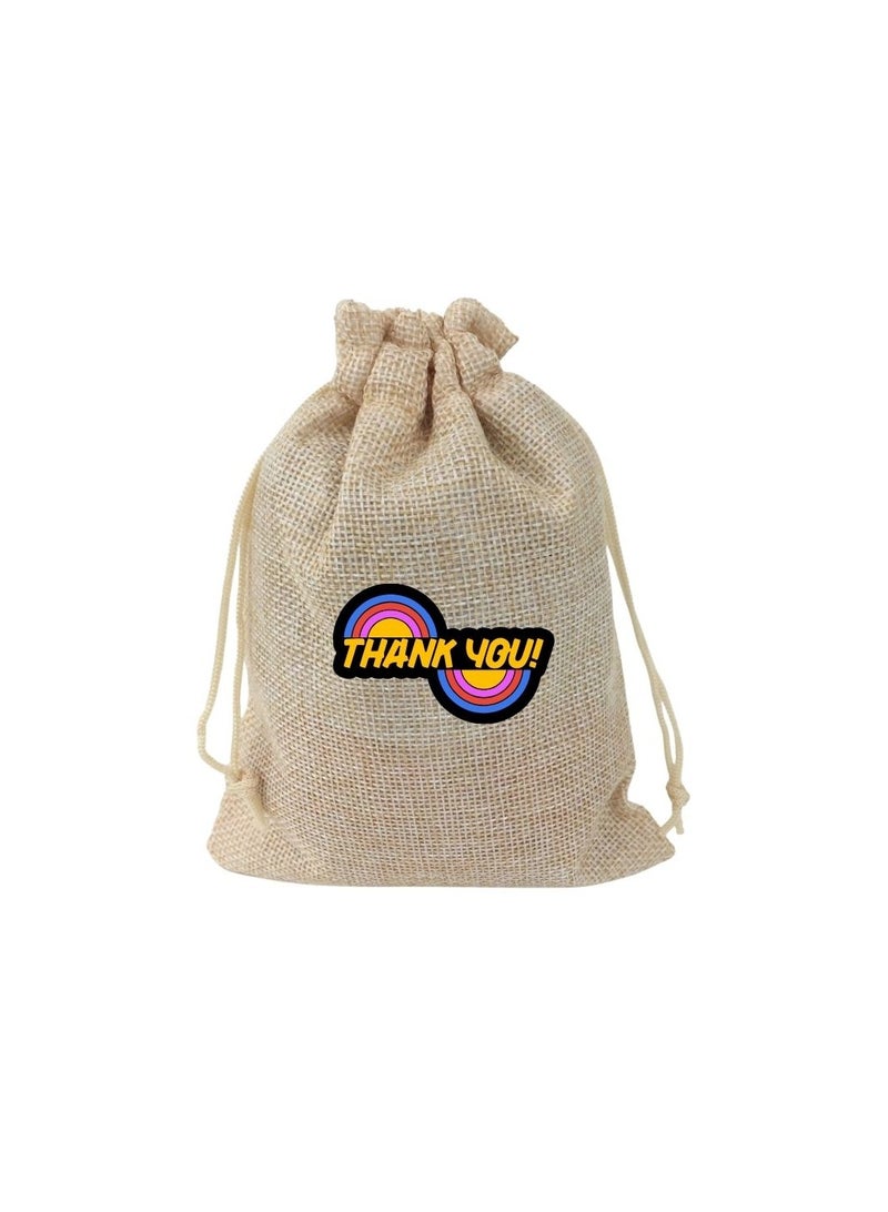 PRINTSHOP4ME Set Of 12 Bags Thank You Burlap Gift Bags–Jute Drawstring Bags For Party Favors,Weddings And Special Occasions–Eco-Friendly,Reusable Burlap Bag  - Image 1