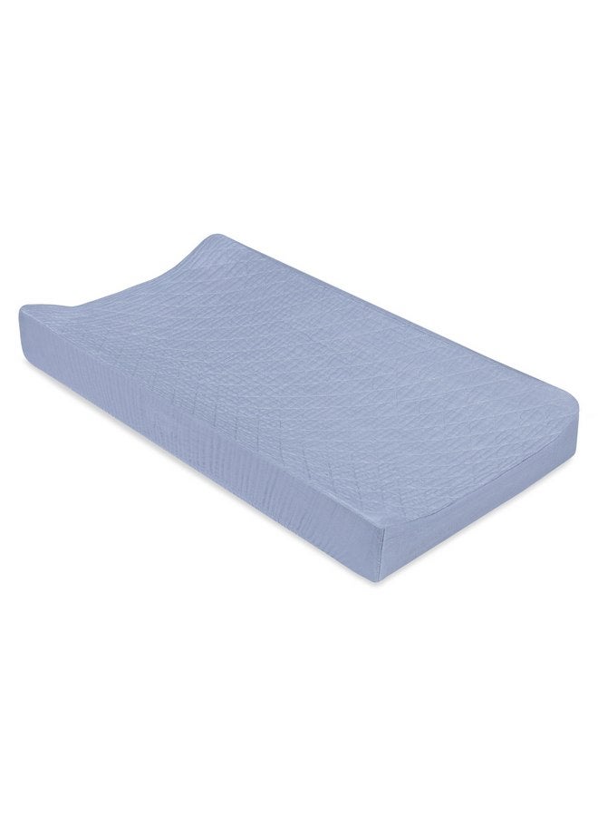 Babyletto 100% Quilted Organic Cotton Changing Pad Cover, GOTS-Certified, Fitted 360°, Ultra-Soft and Breathable Muslin - Dewdrop Blue - Image 3