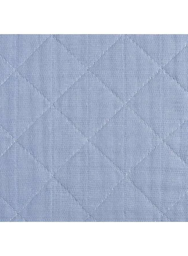 Babyletto 100% Quilted Organic Cotton Changing Pad Cover, GOTS-Certified, Fitted 360°, Ultra-Soft and Breathable Muslin - Dewdrop Blue - Image 4