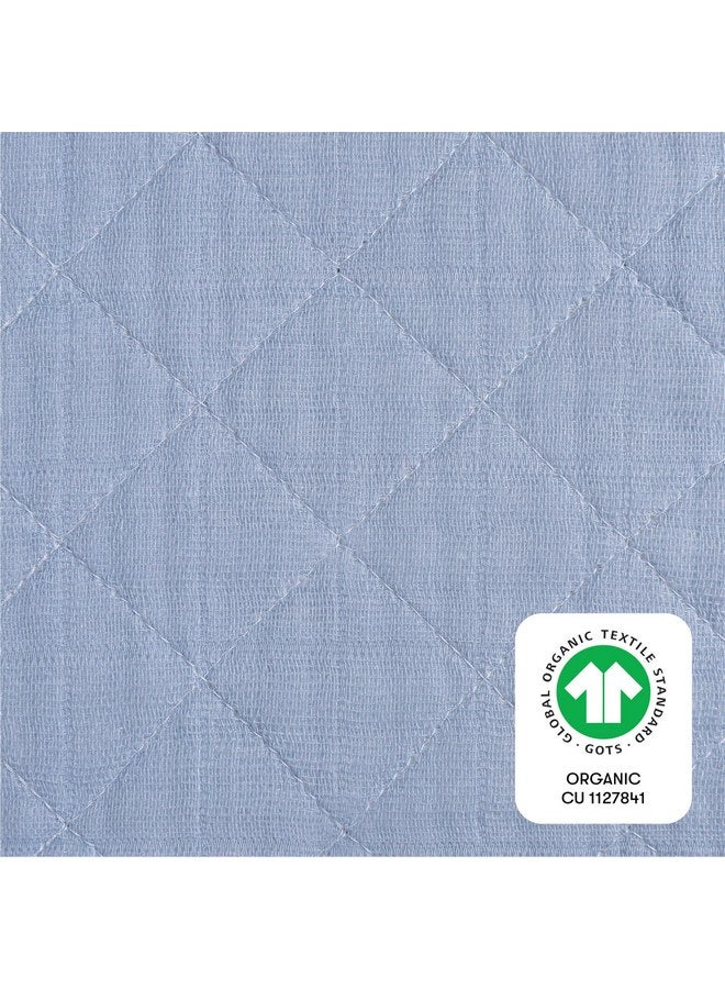 Babyletto 100% Quilted Organic Cotton Changing Pad Cover, GOTS-Certified, Fitted 360°, Ultra-Soft and Breathable Muslin - Dewdrop Blue - Image 5