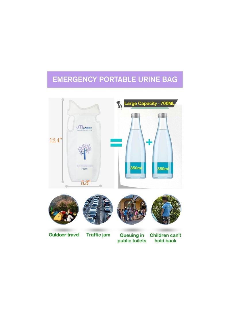 SYOSI - Emergency Portable Urine Bag, 12Pack Disposable Urinal Bag, Car Urine Storage Bag, Pee Bag for Kids Children Men Women Patients, for Camping, Travel, Outdoor Activities, Traffic Jam (700Ml) - Image 1