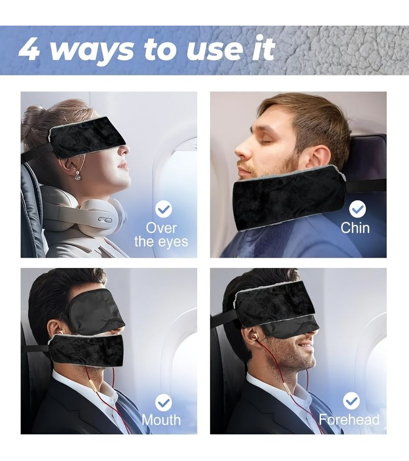 Gray Ergonomic Travel Neck Pillow Soft Plush Support for Airplane Train Bus - Image 2