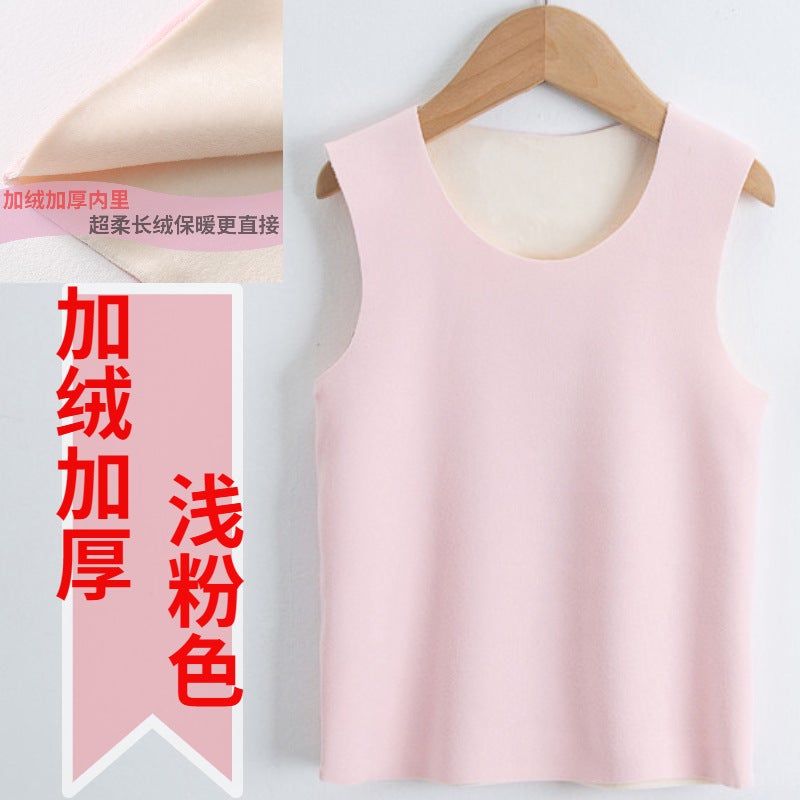 Children'S Velvet Padded Thermal Vest For Boys And Girls Winter Seamless Boneless Round Neck Bottoming Long Velvet Thermal Underwear Batch - Image 1