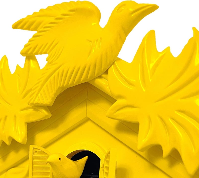 WALPLUS Chiming Cookoo Clock Bird Flapping Cuckoo Clocks Volume Adjustable Coo Coo Clocks Wall Decoration Battery Operated Pendulum Cuckoo Clock Classic Yellow for Home Living Room Office - Image 5