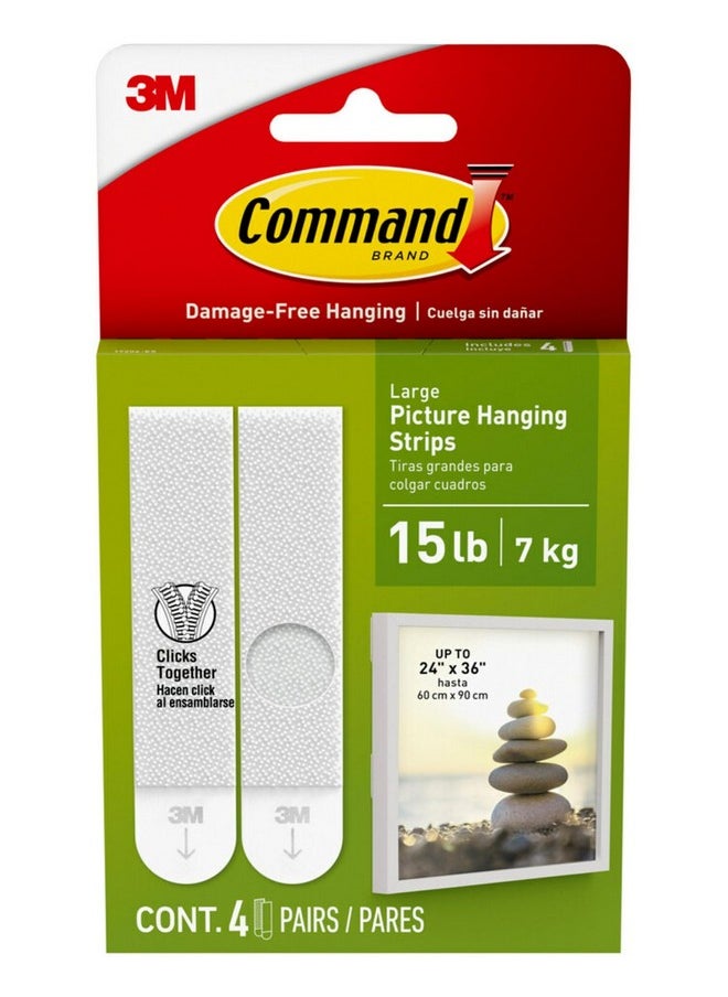 Command Command 3M Large Picture Hanging Strips, 4 pairs (Wall Hooks for up to 7 kg photo frames).  - Image 1