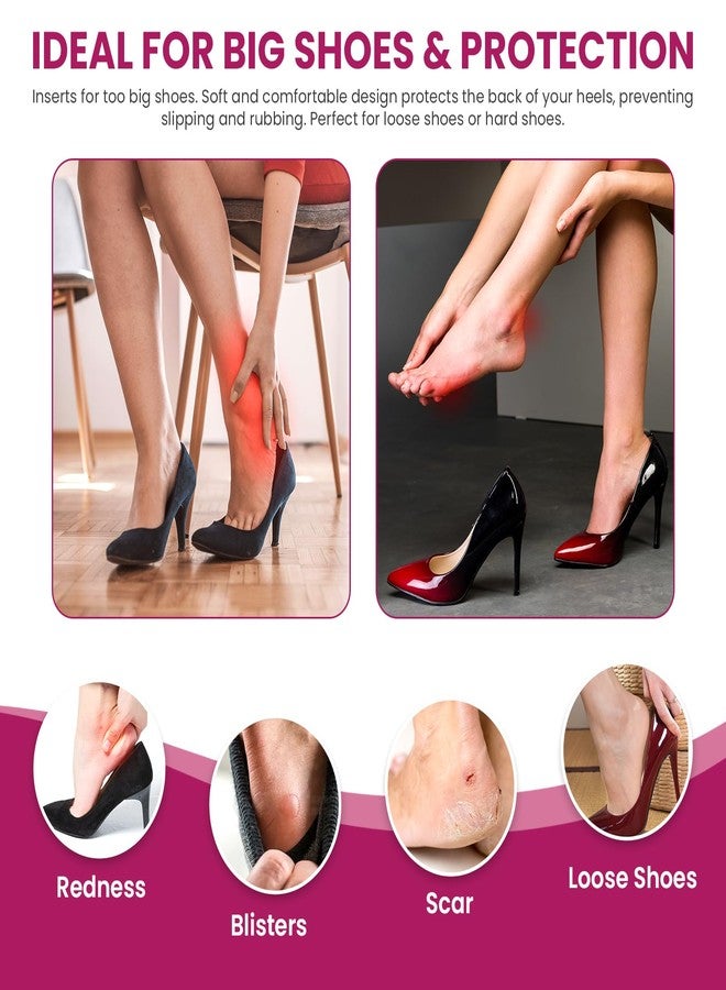 Welnove 4-Pair Heel Grips Pads for Loose Shoes - Welnove Skin-Friendly Heel Liners for Back of Heel Protect, Prevent Blisters, Rubbing, Slipping - Shoe Inserts Fillers for Heel Pain Relief for Women Men - Image 3