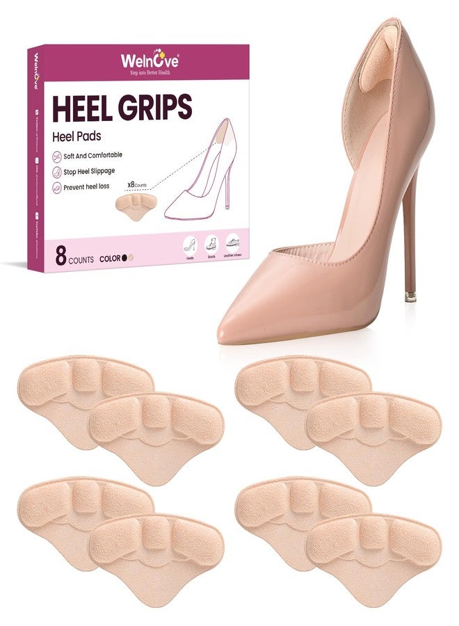 Welnove 4-Pair Heel Grips Pads for Loose Shoes - Welnove Skin-Friendly Heel Liners for Back of Heel Protect, Prevent Blisters, Rubbing, Slipping - Shoe Inserts Fillers for Heel Pain Relief for Women Men - Image 1