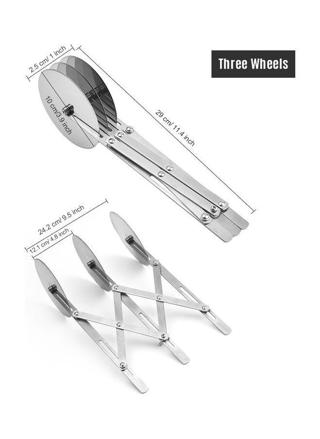 NIBEMINENT 3-Wheel Expandable Pastry Cutter Silver 30.00 x 2.50 10.00cm  - Image 4