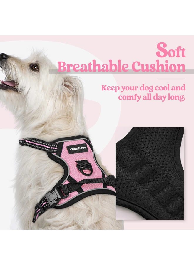 Rabbitgoo Dog Harness No Pull with 2 Leash Clips, Adjustable Soft Padded, Reflective Oxford No Choke Pet Vest with Easy Control Handle for Puppy, Pink, XS - Image 3