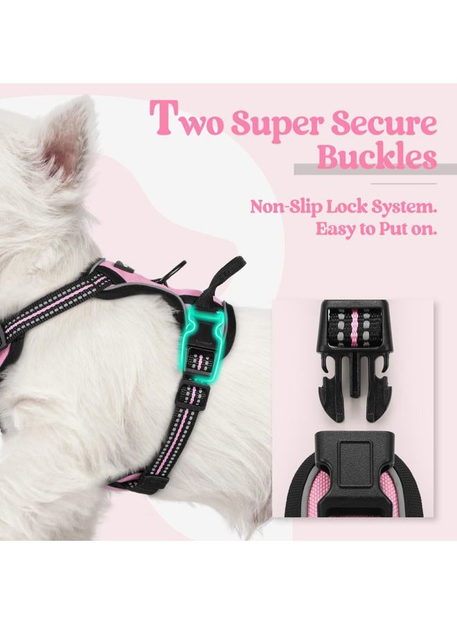Rabbitgoo Dog Harness No Pull with 2 Leash Clips, Adjustable Soft Padded, Reflective Oxford No Choke Pet Vest with Easy Control Handle for Puppy, Pink, XS - Image 4