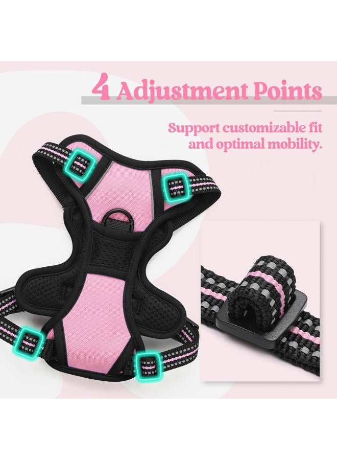 Rabbitgoo Dog Harness No Pull with 2 Leash Clips, Adjustable Soft Padded, Reflective Oxford No Choke Pet Vest with Easy Control Handle for Puppy, Pink, XS - Image 5