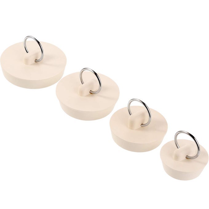 4 PIECES RUBBER DRAIN STOPPER SET BATHTUB SINK STOPPER DRAIN PLUG WITH HANGING RING FOR BATHTUB KITCHEN AND BATHROOM118 138158 178WHITE